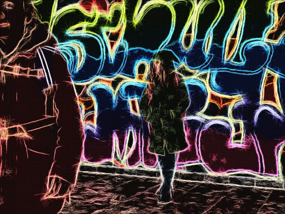 Foto zur Geschichte, mit Leuchtkonturen verfremdet