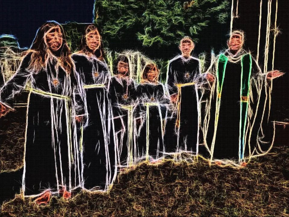 Foto zur Geschichte, mit Leuchtkonturen verfremdet